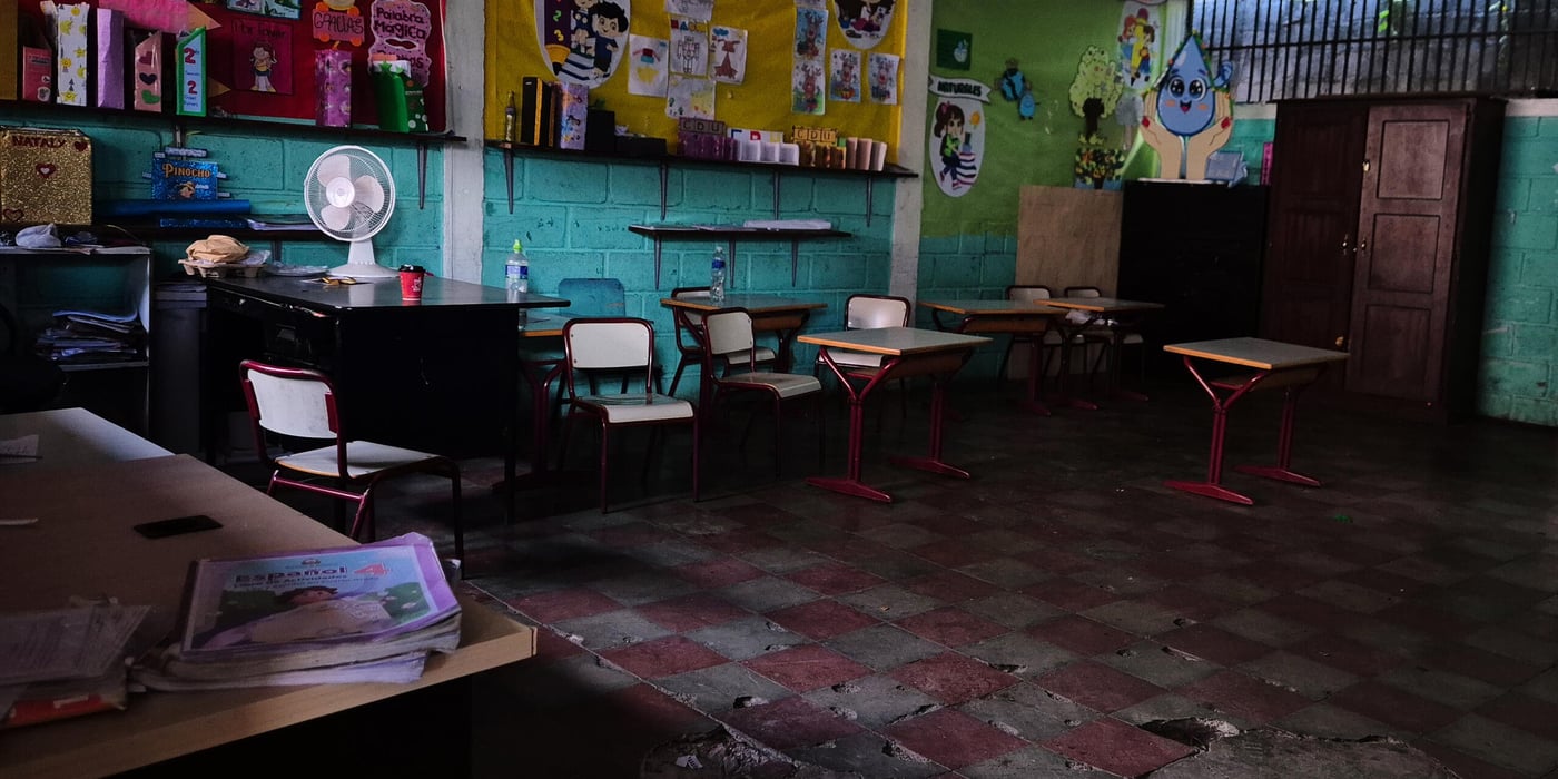Ett tomt klassrum i Honduras.