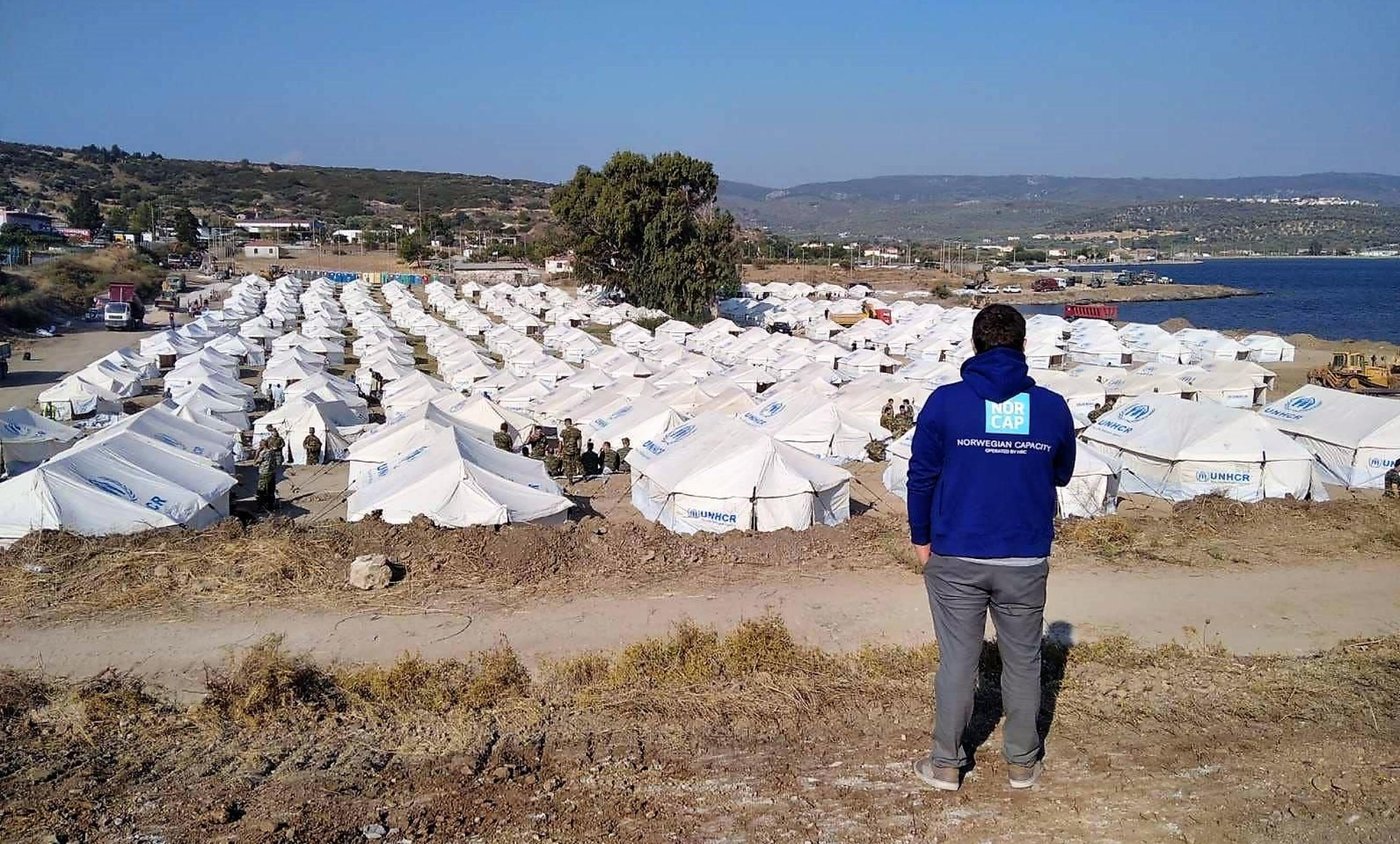 NORCAP experts have helped set up the new camp on Moria, after fires destroyed the previous camp. We also have a site planner on the island, supporting coordination and setting up water tanks and sewage facilities. (Photo: NORCAP/Alkisti Mavraki) September 2020