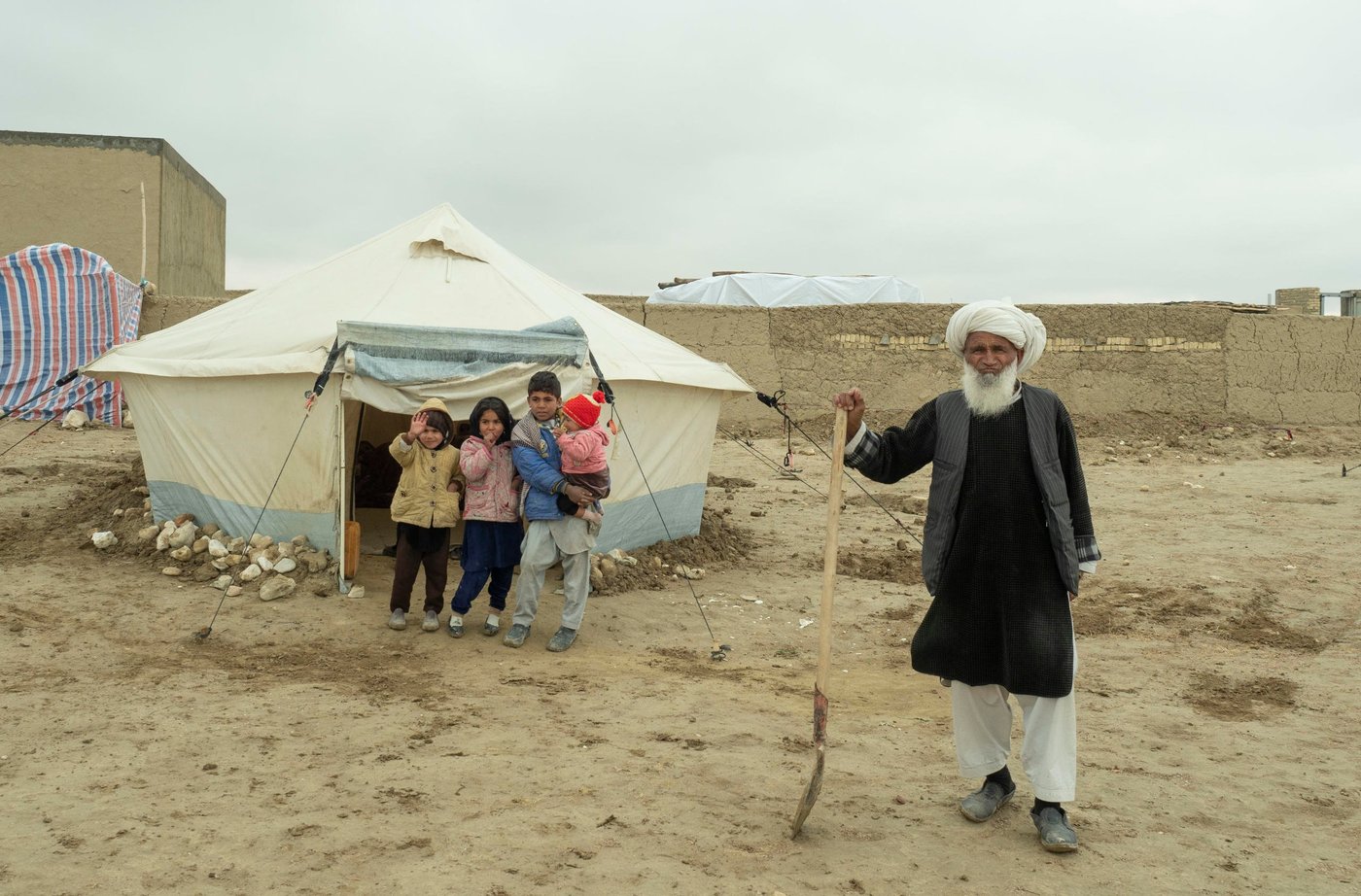 Afghanistan/Masar-e-Sharif
Nov 2019
Photo: Ingrid Prestetun/NRC
A newly displaced family is seeking shelter under a tent in the outskirt of Mazar-e-Sharif. The previous night was cold with temperatures below 0 Celsius.
