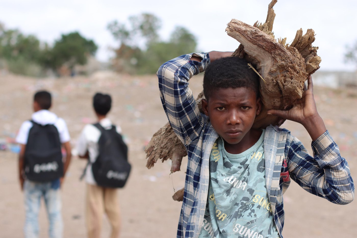 Fadhl Bakar, 13 years, is carrying firewood back to his tent. He dropped out of school when the battle erupted in his village in 2016. He fled to another village. He now spends most of his time supporting his family by doing daily work.
Photo: Mahmoud Al-Filastini/ Norwegian Refugee Council