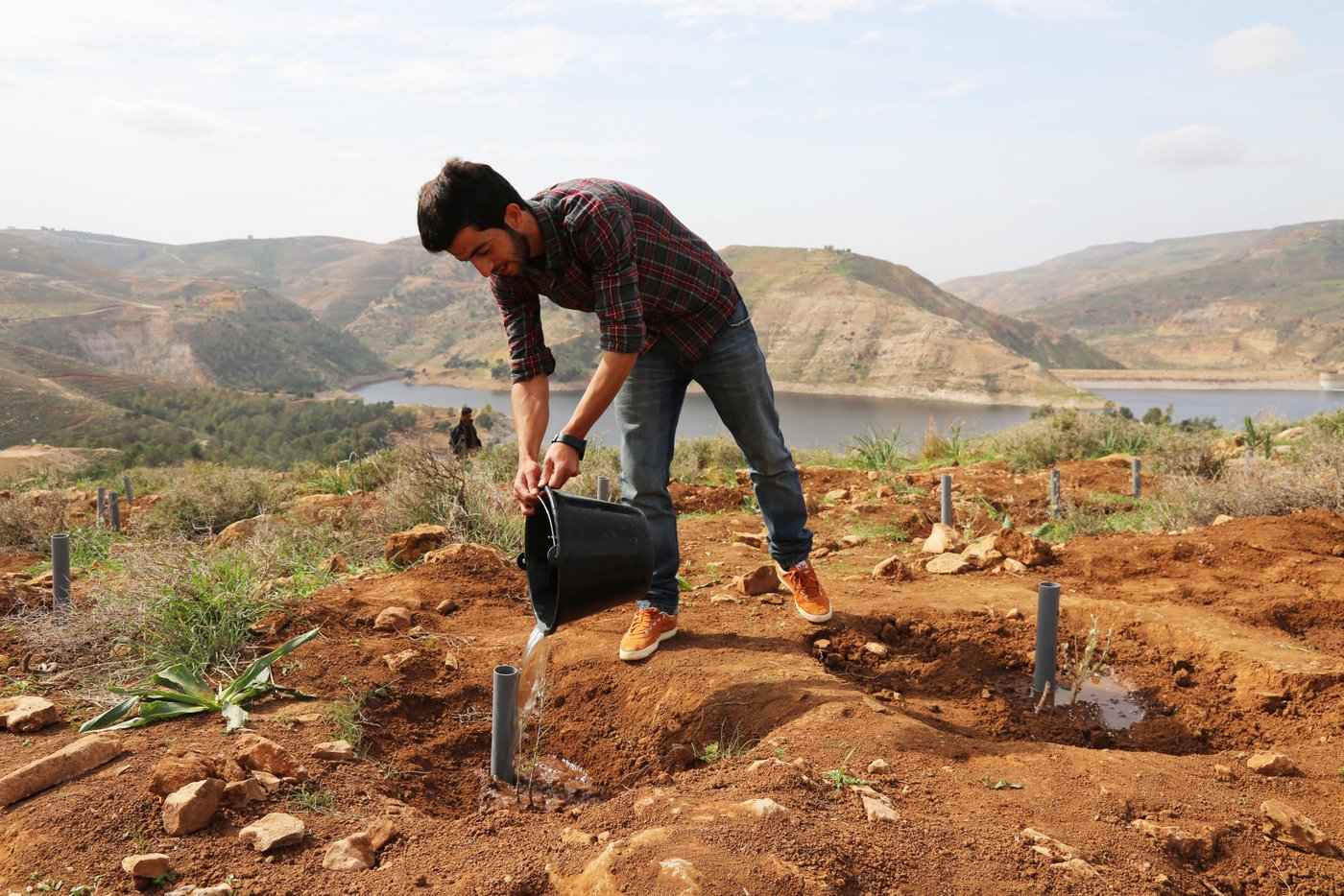 Hamzeh is a 20-year-old university student, he joined the cash for work project in Jerash because he wants to save some money and pay his tuition fees.